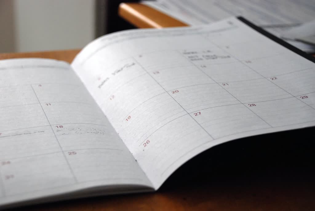 A calendar used to plan confirmed events at Immanuel Church